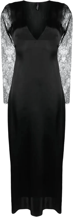 Rendez-Vous lace-sleeve silk dress