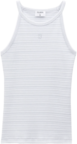 monogram-embroidered striped organic cotton tank top