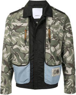 Panelled Camouflage Print Bomber Jacket In Green