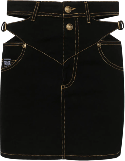 Baroque buckle denim mini skirt