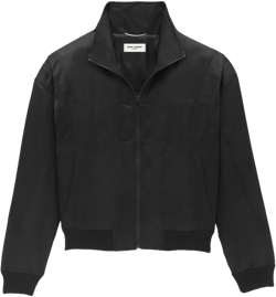 Logo-embroidered Satin Bomber Jacket In Black