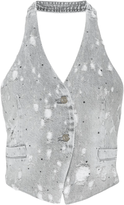 rhinestone-embellished denim waistcoat