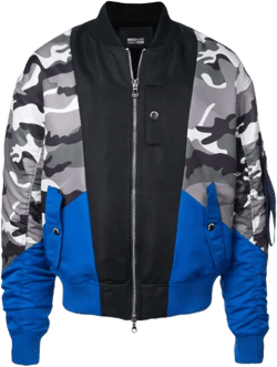 Camouflage Print Bomber Jacket In Black