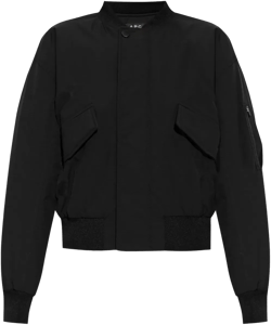 Round Collar Bomber Jacket In Black