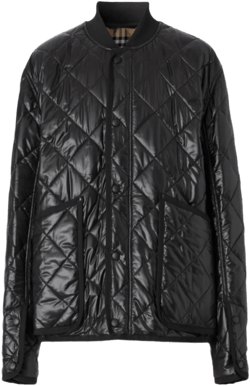 Diamond-quilted Bomber Jacket In Black