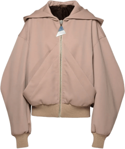 Oversized Hooded Bomber Jacket In Beige