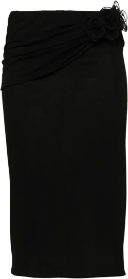 floral-appliqué pencil skirt