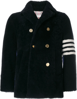 Unconstructed Classic Shearling Peacoat In Blue