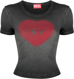 logo heart-print faded T-shirt