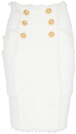 button-detail tweed pencil skirt