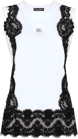 lace-detailing cotton-blend T-shirt 