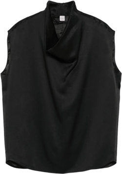 sleeveless funnel-neck blouse