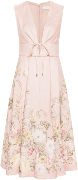 Waverly Plunge linen midi dress