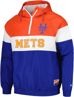 Men's Orange New York Mets Ripstop Raglan Quarter-zip Hoodie Windbreaker Jacket