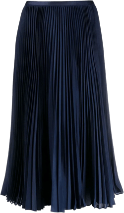 high-waisted pleated midi skirt