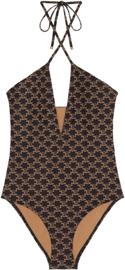 Matte Plain Knitted Letter Combination Swimsuit In Multicolor