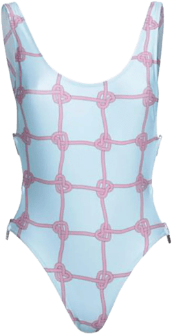 Woman One-piece Swimsuit Sky Blue Size M Polyester, Elastane