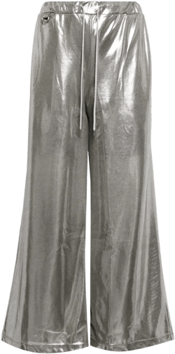 metallic-finish wide-leg trousers