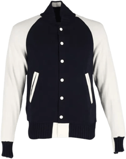 Varsity Bomber Jacket In Navy Blue Wool