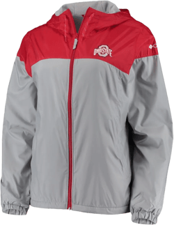 Women's Scarlet, Gray Ohio State Buckeyes Flash Forward Lined Full-zip Windbreaker Hoodie Jacket In Scarlet,gray