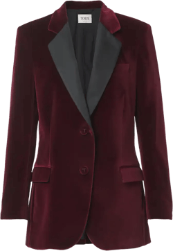 Cotton Velvet Blazer In Burgundy