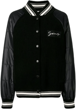 Ribbed Panel Bomber Jacket In Black