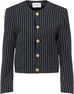 Button Front Jacket In Dark Navy Multi In Black