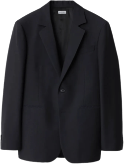 Tailored Jacket Crafted With Dark Navy Wool Twill