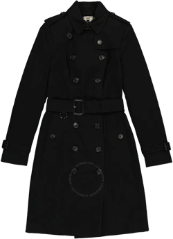 Black Sandringham Long Double-breasted Trench Coat