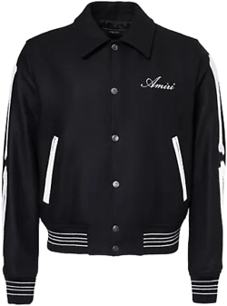 Mens Black White Bones Spread-collar Two-slip-pockets Regular-fit Wool-blend Jacket