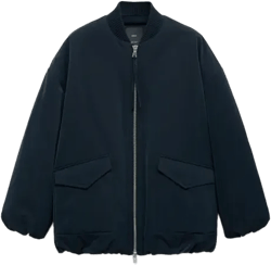 Two-way Zip Bomber Jacket In Dark Navy