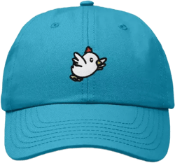 Chicken Embroidered Cotton Cap In Teal