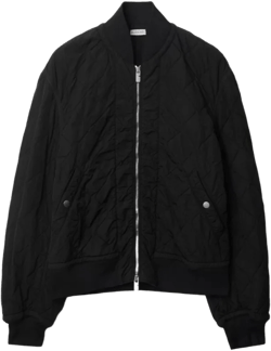 Stand Up-collar Quilted Bomber Jacket In Black