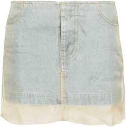 layered denim miniskirt