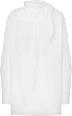 pussy-bow collar poplin blouse