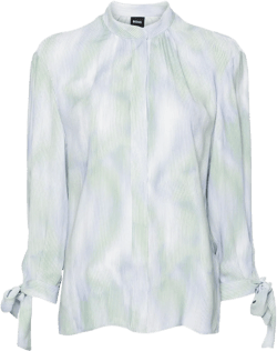 abstract-stripes tied-cuffs blouse