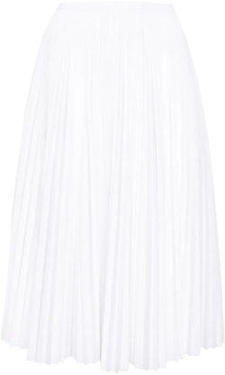 high-waisted pleated midi skirt