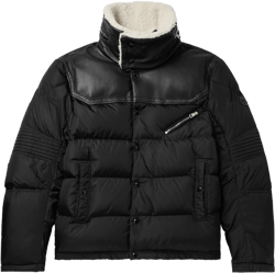 Leo Logo-appliquéd Shearling And Leather-trimmed Quilted Shell Down Jacket In Black