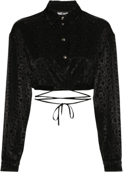 monogram jacquard cropped blouse