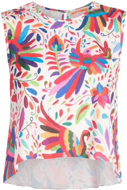 abstract-print sleeveless blouse