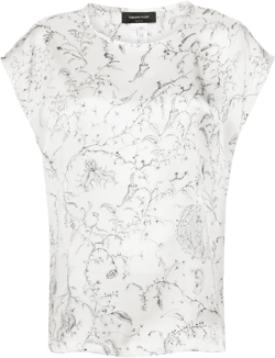 Fabula-print silk satin blouse