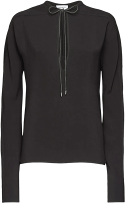 tie-neck long-sleeve blouse