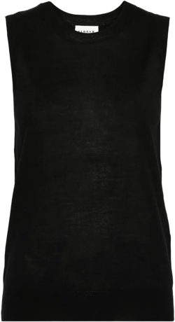 crew-neck fine-knit tank top