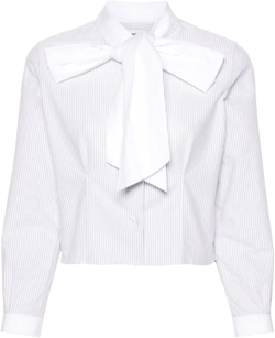 pussy-bow collar cotton blouse