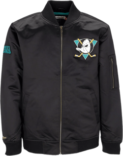 Men's Bomber Jacket Nhl Lightweight Satin Bomber Anaduc Black