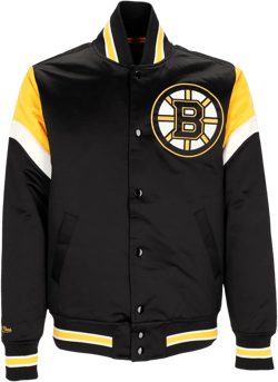 Men's Bomber Jacket Nhl Heavyweight Satin Jacket Bosbru In Original Team Colors