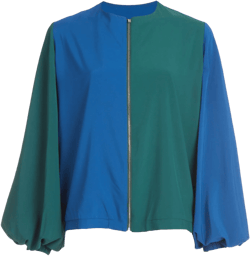 Women's Green / Blue Color Block Bomber Jacket In Green/blue