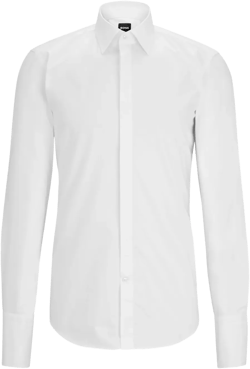 spread-collar cotton shirt
