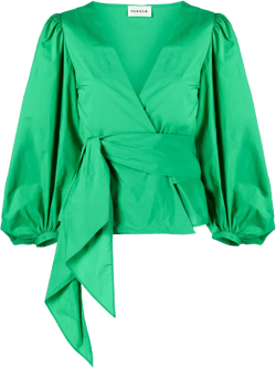 wraparound-style V-neck blouse