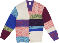 V-neck Striped Cardigan In 紫色
